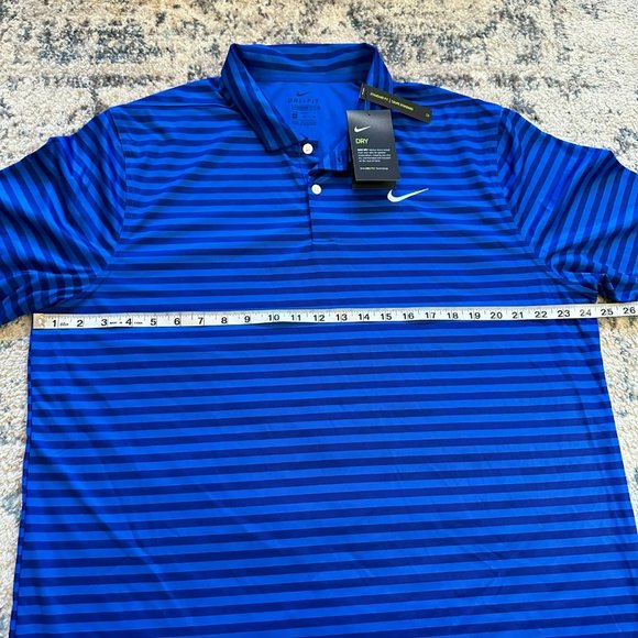 Nike | NWT Golf Standard Fit Blue Striped Short Sleeve Polo Shirt Dri Fit XL - Picture 9 of 10